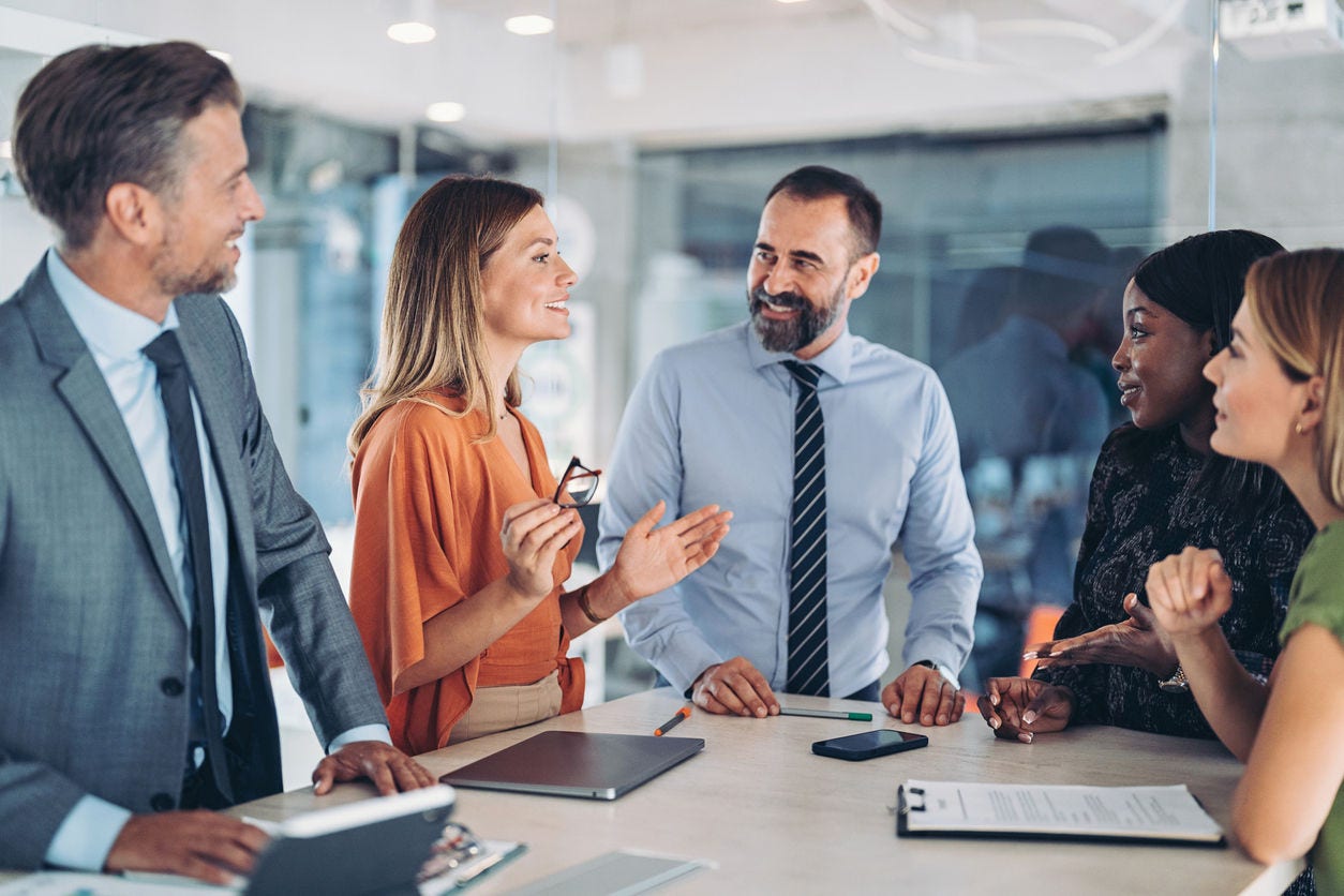 Mixed group of business people having a meeting