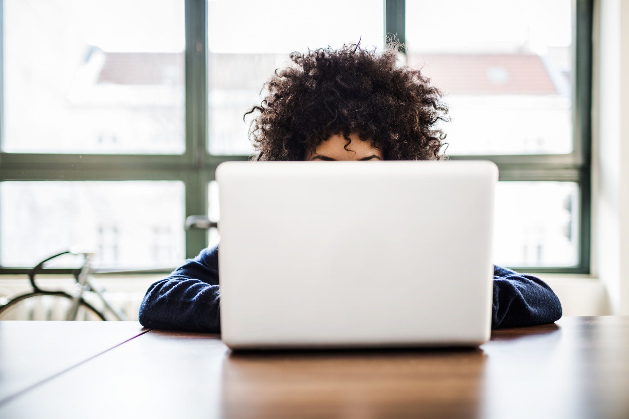 Woman working on a laptop