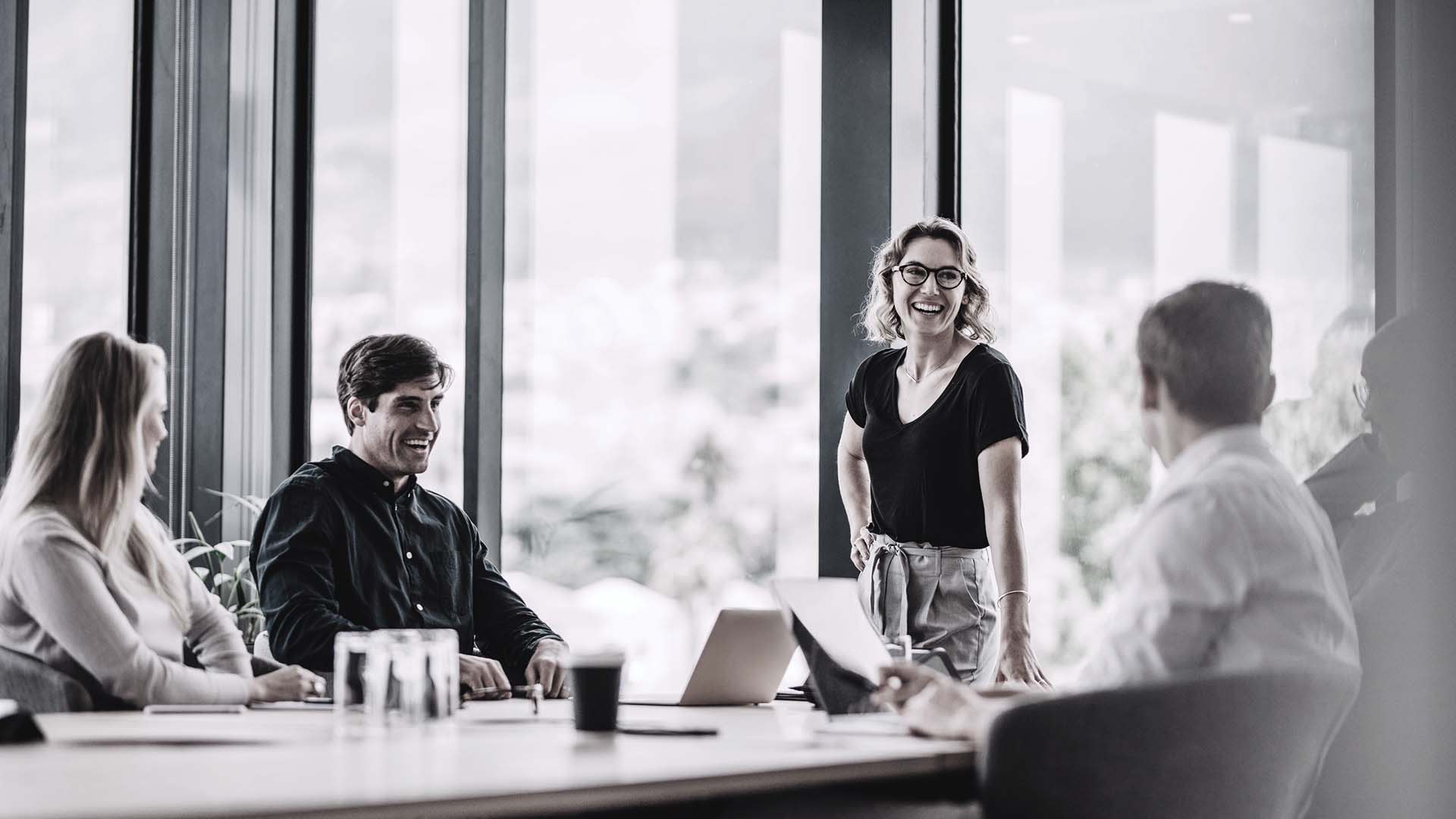 People discussing in a conference room