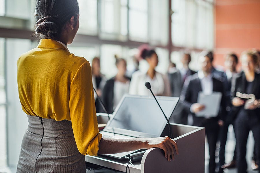 Presenter at podium