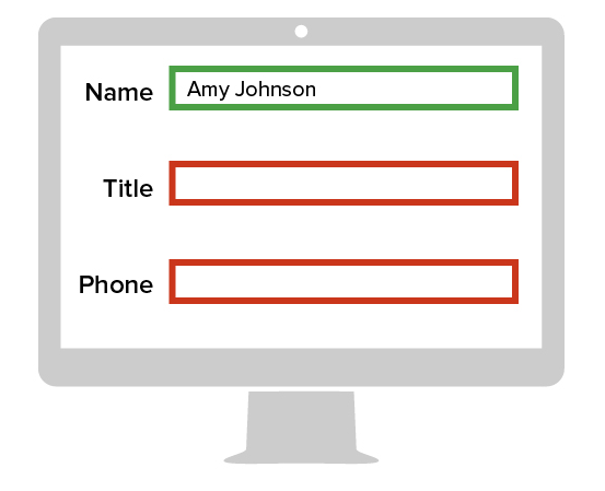 Image of a computer monitor using only color as an indicator.