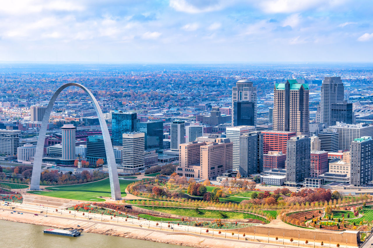 The Gateway Arch and skyline in St. Louis