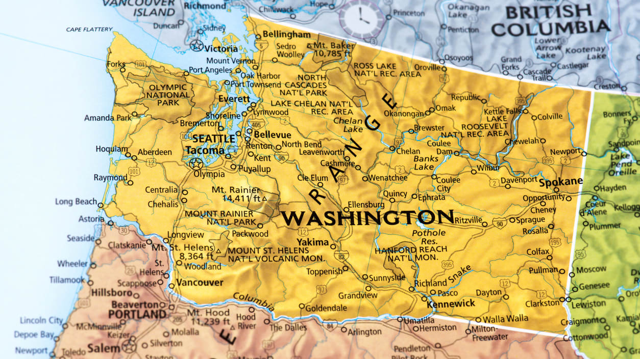 A map of washington state.