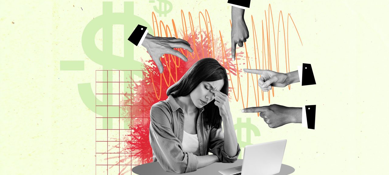 incivility causes a worker a headache while people point fingers
