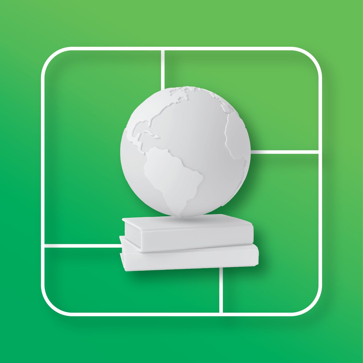 Intellectual wellness is represented with a globe and books.