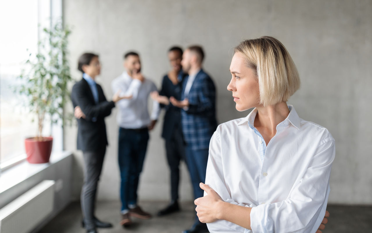 unhappy woman at work