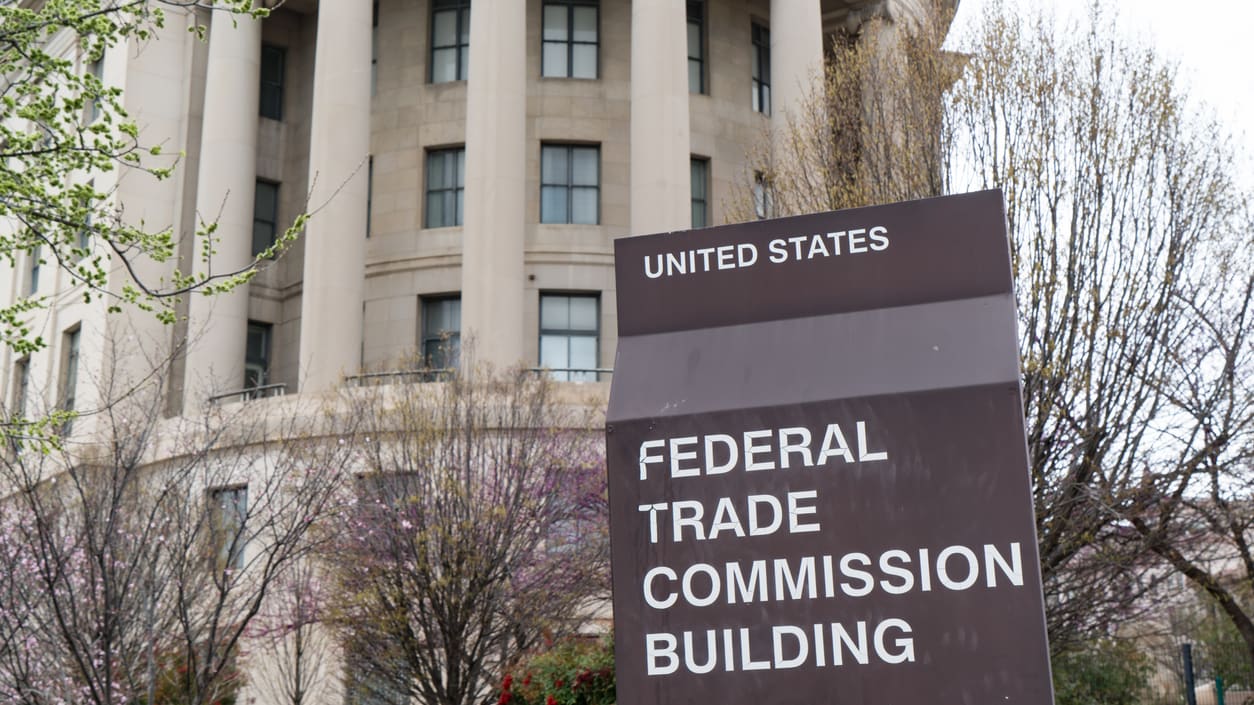 The federal trade commission building is in front of it.